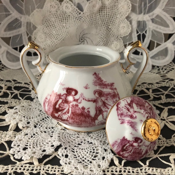 Fielder Keepsakes Pink Toile Creamer and Sugar - Picture 8 of 14